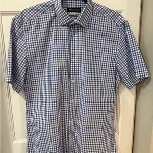 Ted Lapidus Paris Men's Blue and White Checkered Shirt Size M